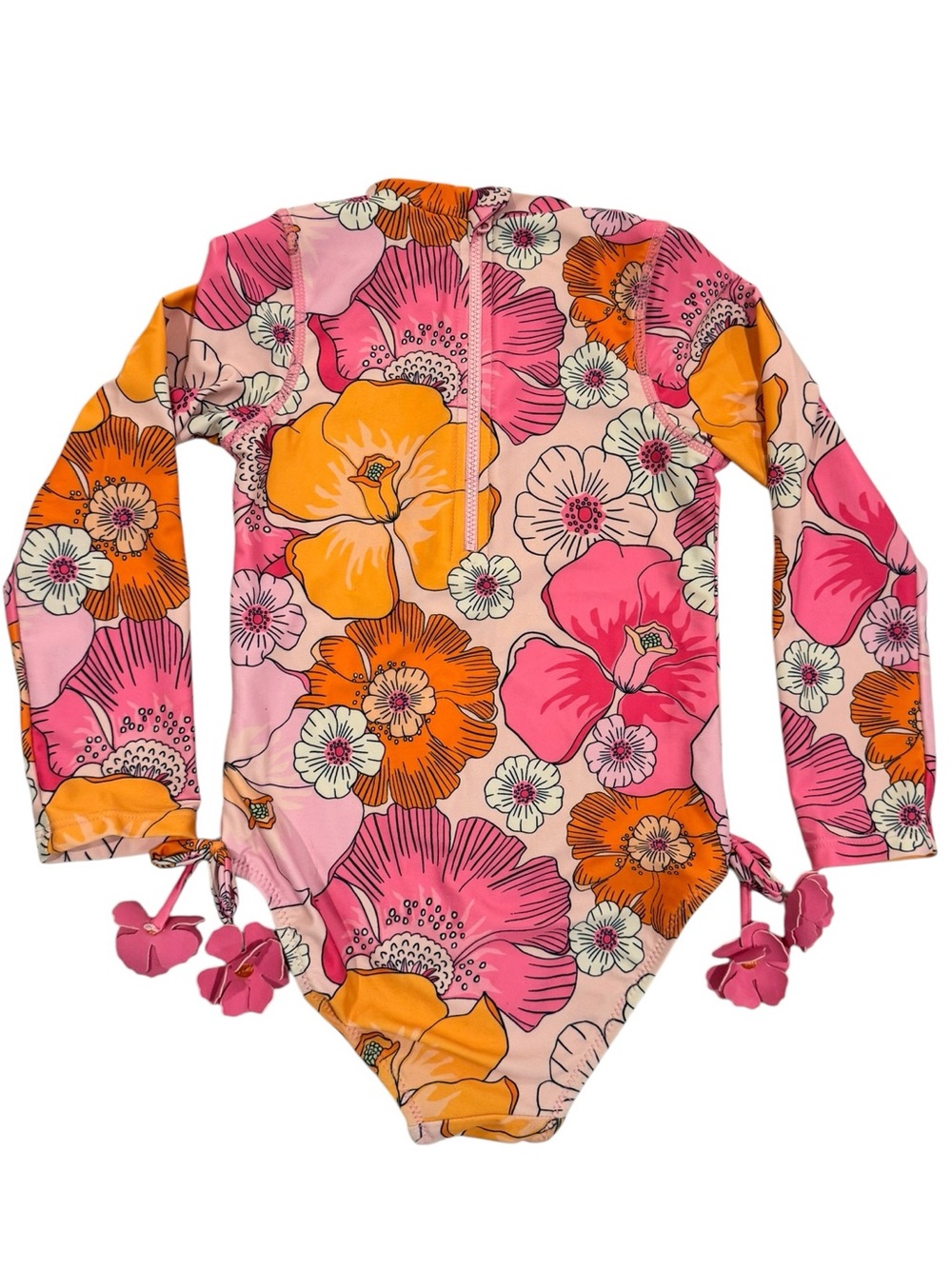 Shade Critters Girls Long-Sleeve Floral One-Piece Swimsuit - Kids' Size 5T - Picture 2 of 3